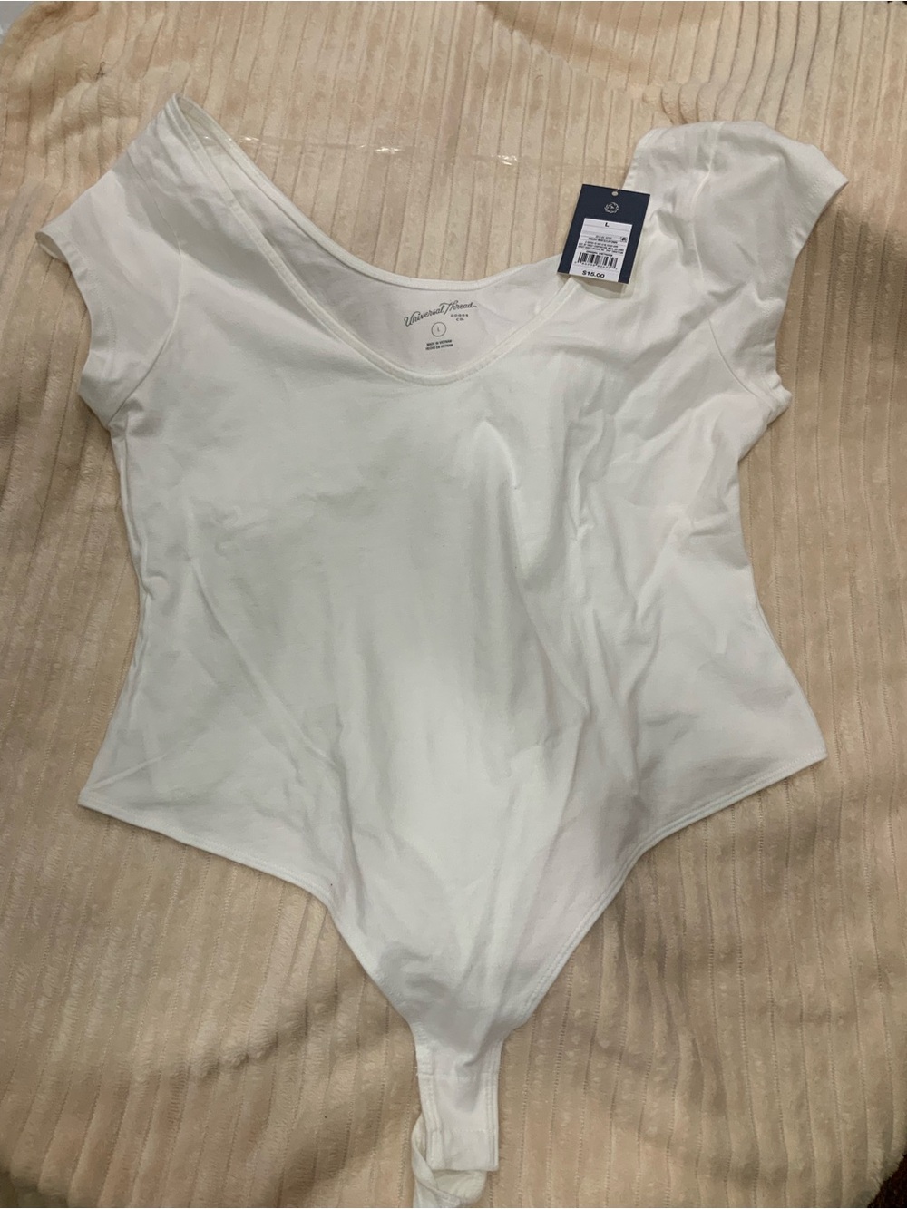 White Scoop Neck Women's thong Bodysuit - universal thread